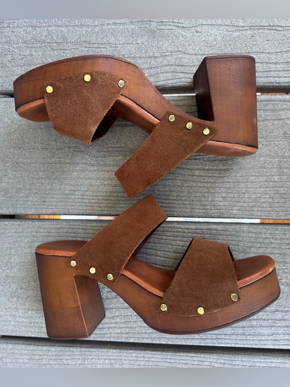 Ilaria Sartori Suede Leather Platform Heeled Sandals - Picture 2 of 11